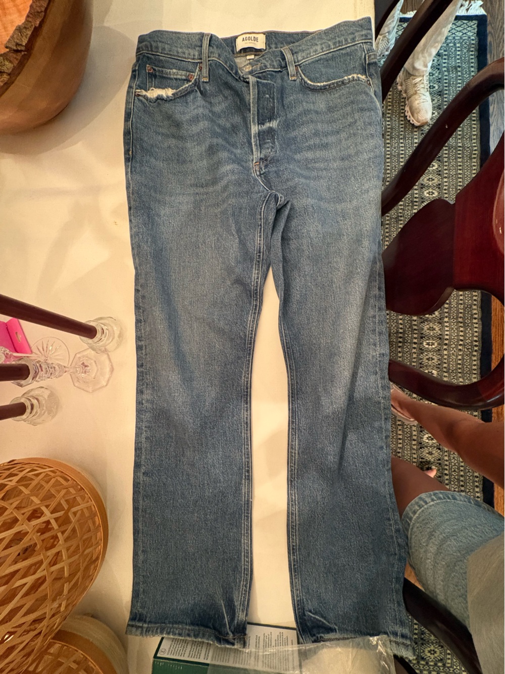 Agolde Straight Leg Light Blue Denim Jeans